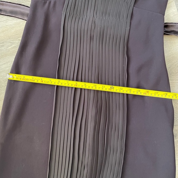 Max Mara Espresso Brown Pleated Fit and Flare Dress Velvet Sash Tie Midi 40 8 - Picture 10 of 13